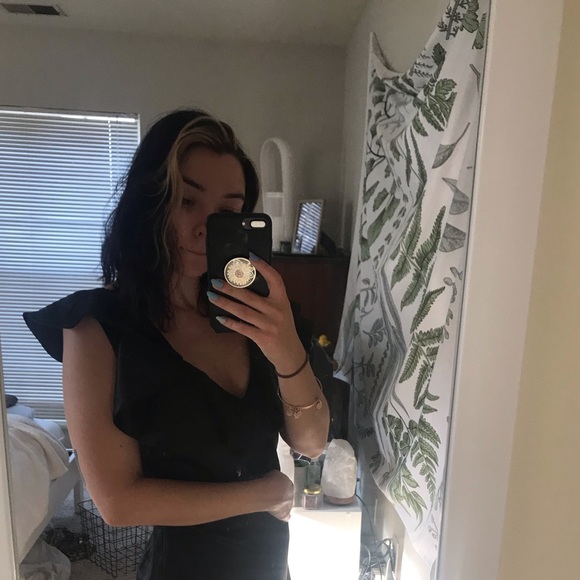 Beautiful Black Satin Mini Dress - Picture 6 of 8